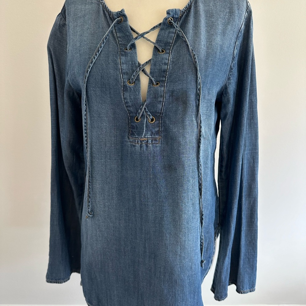 Bella Dahl Denim Lace-Up Blouse
